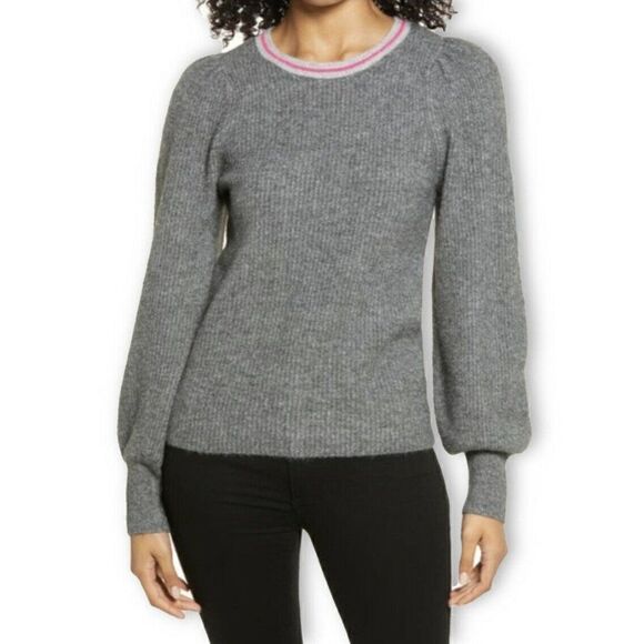 Halogen Puff Sleeve Sweater Size XS Gray NEW - Picture 1 of 5